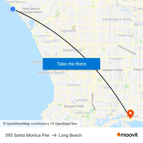 395 Santa Monica Pier to Long Beach map