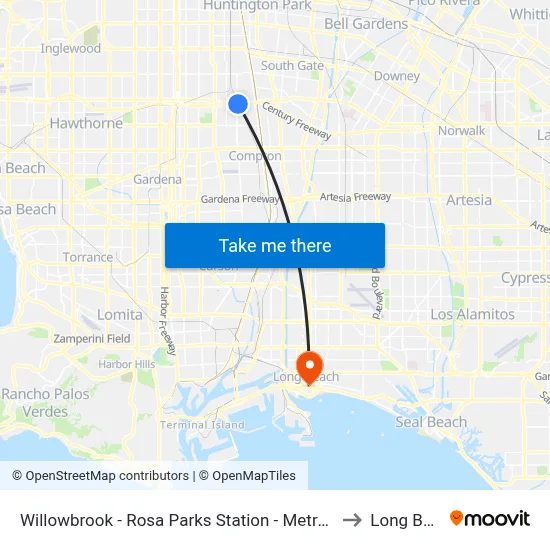 Willowbrook - Rosa Parks Station - Metro Green Line to Long Beach map
