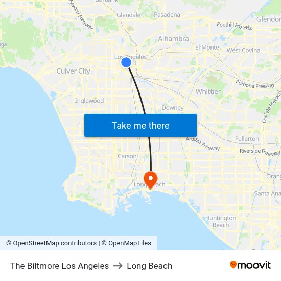 The Biltmore Los Angeles to Long Beach map
