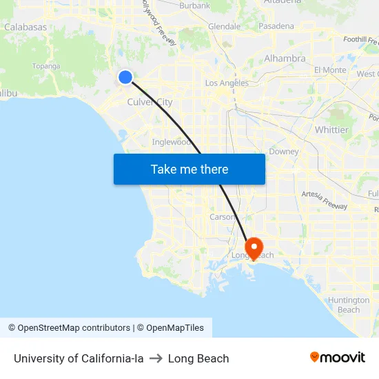 University of California-la to Long Beach map