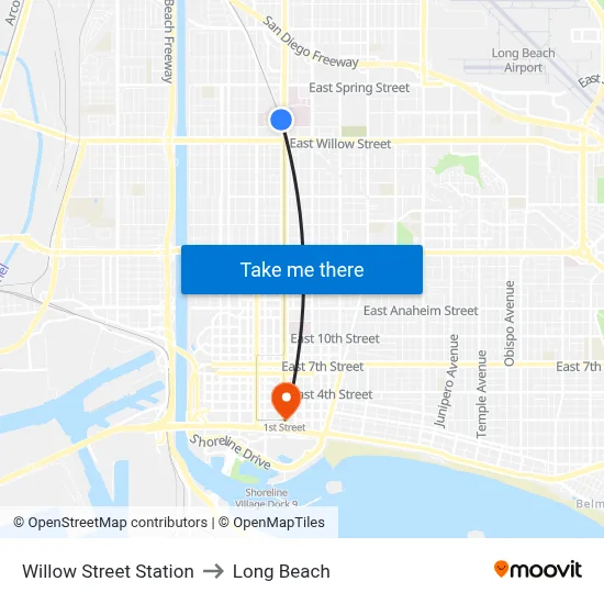 Willow Street Station to Long Beach map