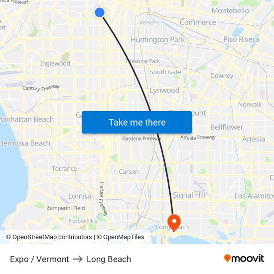 Expo / Vermont to Long Beach map