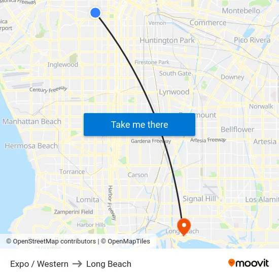 Expo / Western to Long Beach map