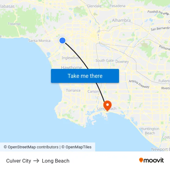 Culver City to Long Beach map