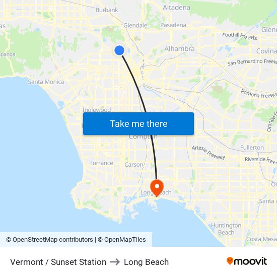 Vermont / Sunset Station to Long Beach map