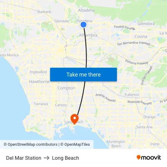 Del Mar Station to Long Beach map