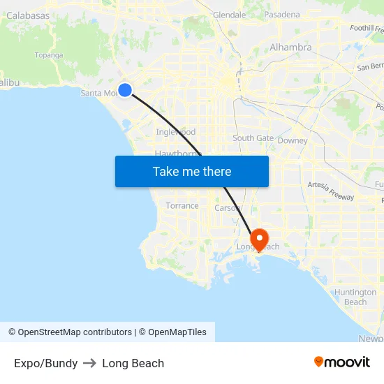 Expo/Bundy to Long Beach map