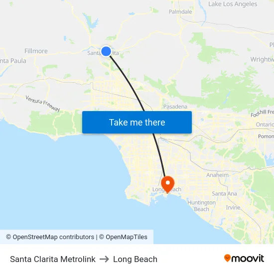 Santa Clarita Metrolink to Long Beach map