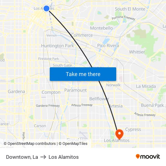 Downtown, La to Los Alamitos map