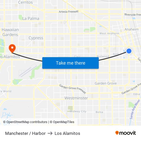 Manchester / Harbor to Los Alamitos map