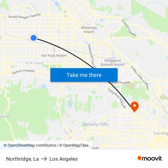 Northridge, La to Los Angeles map