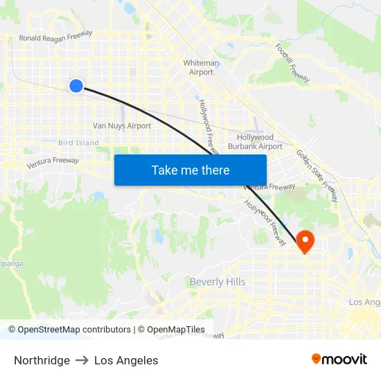 Northridge to Los Angeles map