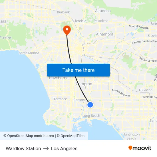 Wardlow Station to Los Angeles map