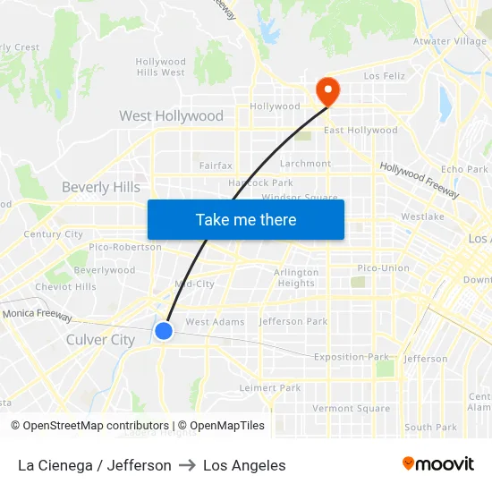 La Cienega / Jefferson to Los Angeles map