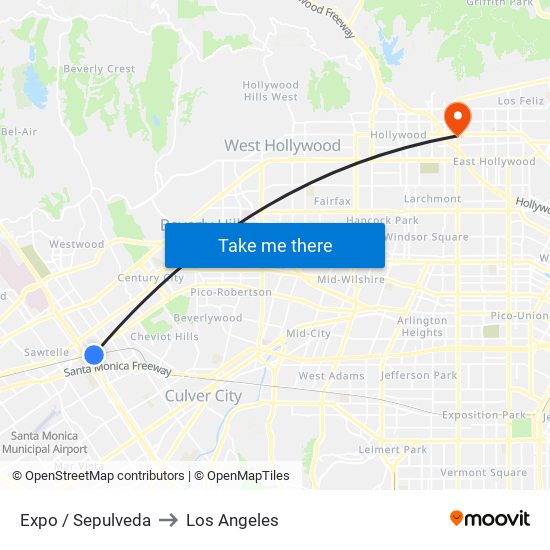 Expo / Sepulveda to Los Angeles map