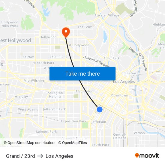 Grand / 23rd to Los Angeles map
