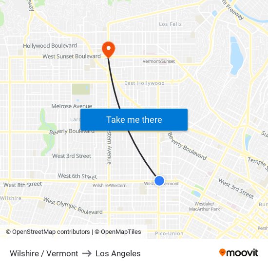 Wilshire / Vermont to Los Angeles map