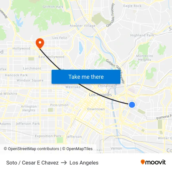 Soto / Cesar E Chavez to Los Angeles map