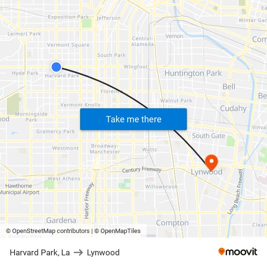 Harvard Park, La to Lynwood map