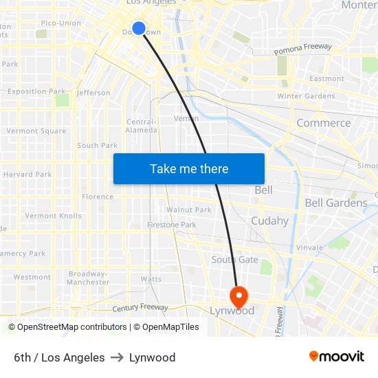 6th / Los Angeles to Lynwood map