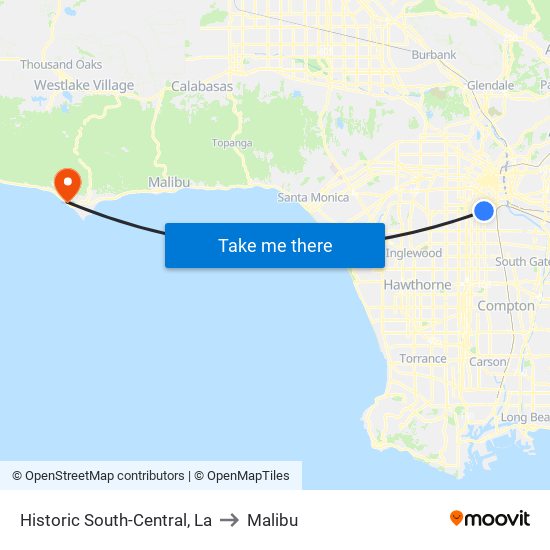Historic South-Central, La to Malibu map