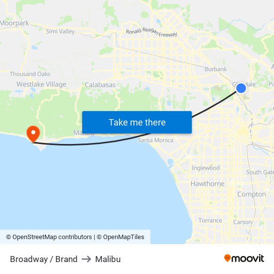 Broadway / Brand to Malibu map