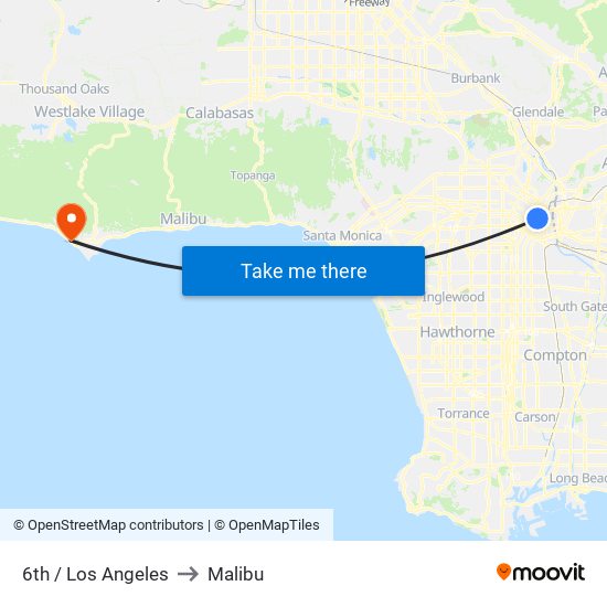 6th / Los Angeles to Malibu map