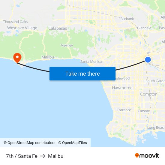 7th / Santa Fe to Malibu map