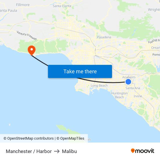 Manchester / Harbor to Malibu map