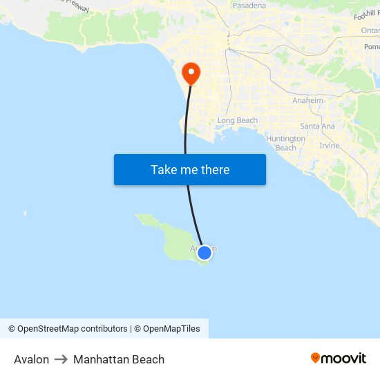 Avalon to Manhattan Beach map