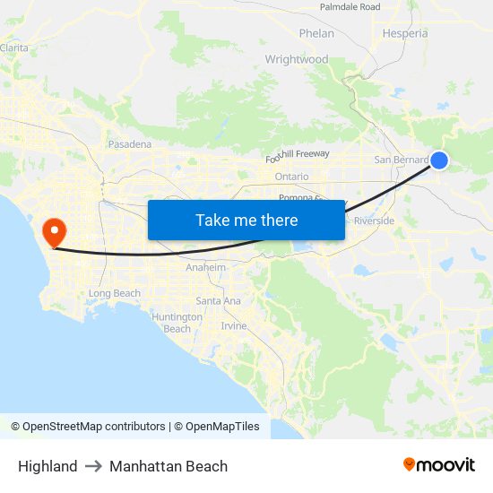 Highland to Manhattan Beach map