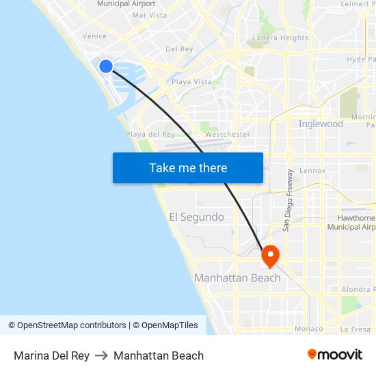 Marina Del Rey to Manhattan Beach map