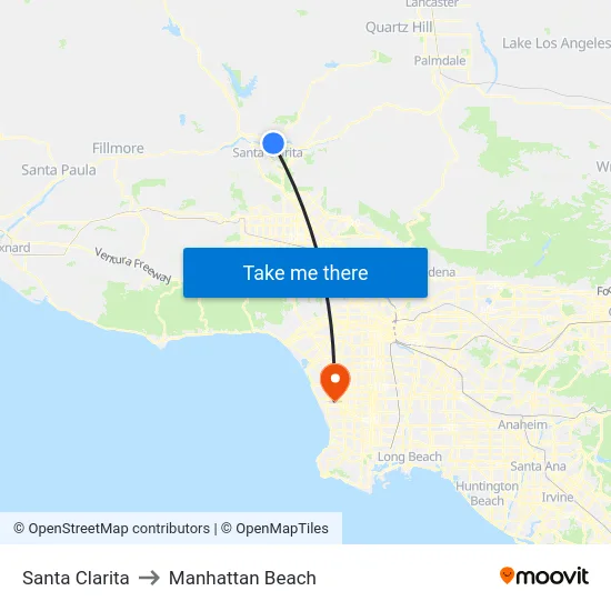 Santa Clarita to Manhattan Beach map