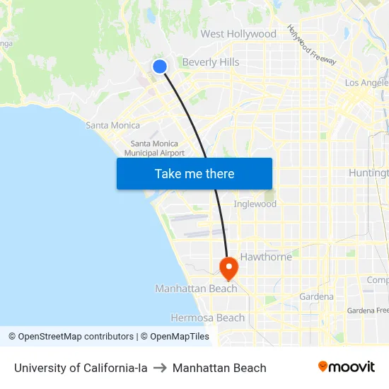 University of California-la to Manhattan Beach map