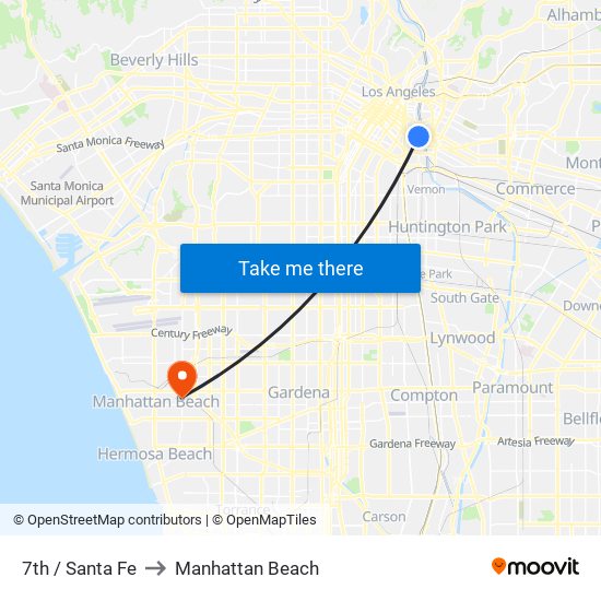 7th / Santa Fe to Manhattan Beach map