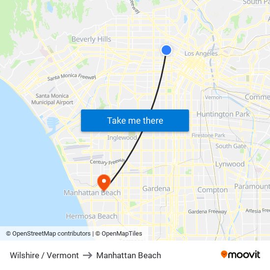 Wilshire / Vermont to Manhattan Beach map