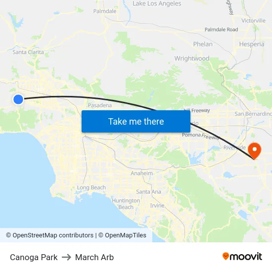 Canoga Park to March Arb map