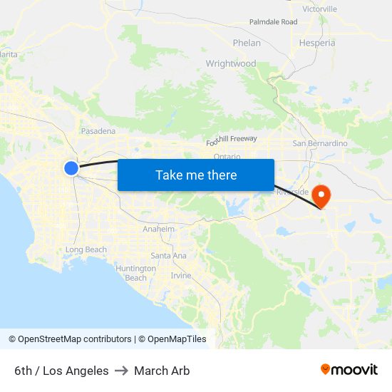 6th / Los Angeles to March Arb map
