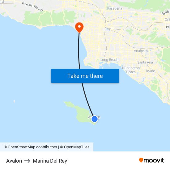 Avalon to Marina Del Rey map