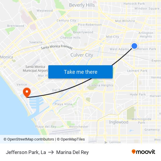 Jefferson Park, La to Marina Del Rey map