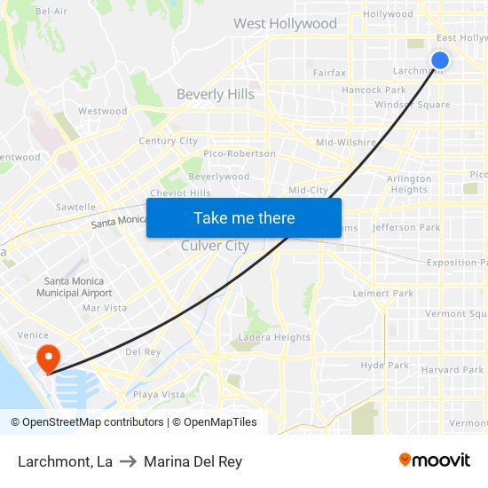 Larchmont, La to Marina Del Rey map