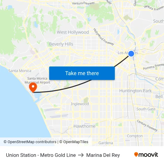 Union Station - Metro Gold Line to Marina Del Rey map
