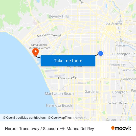 Harbor Transitway / Slauson to Marina Del Rey map