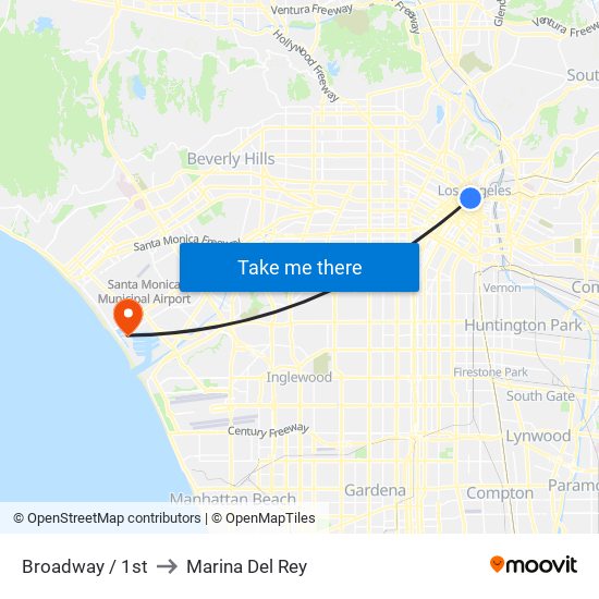 Broadway / 1st to Marina Del Rey map