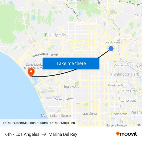 6th / Los Angeles to Marina Del Rey map