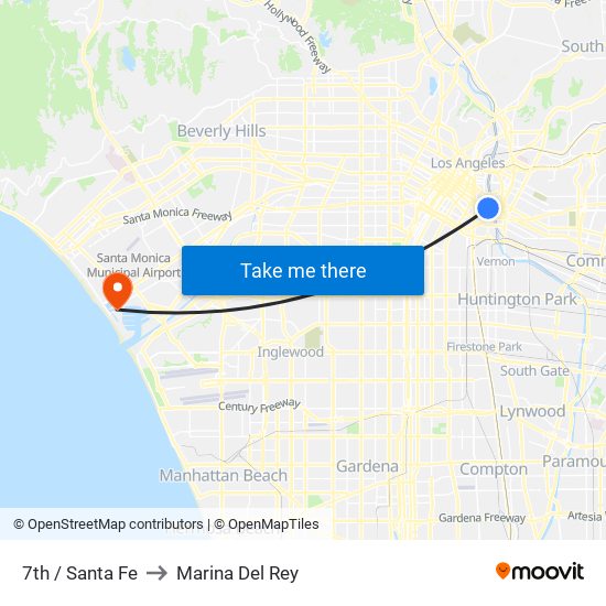 7th / Santa Fe to Marina Del Rey map