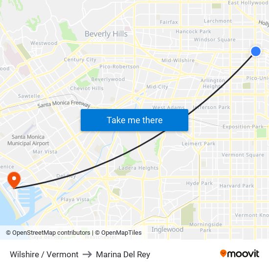 Wilshire / Vermont to Marina Del Rey map