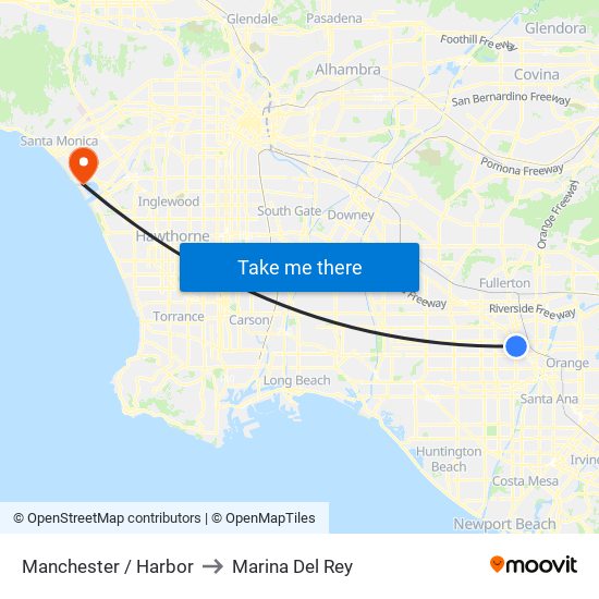 Manchester / Harbor to Marina Del Rey map