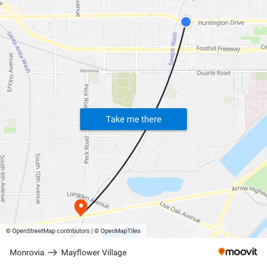 Monrovia to Mayflower Village map