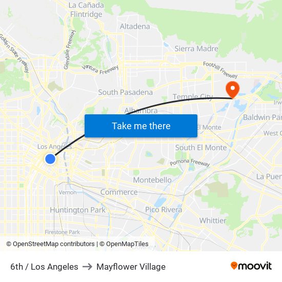 6th / Los Angeles to Mayflower Village map